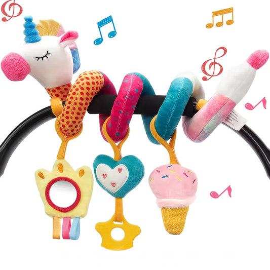 Spielbogen für Kinderwagen mit Plüschtieren