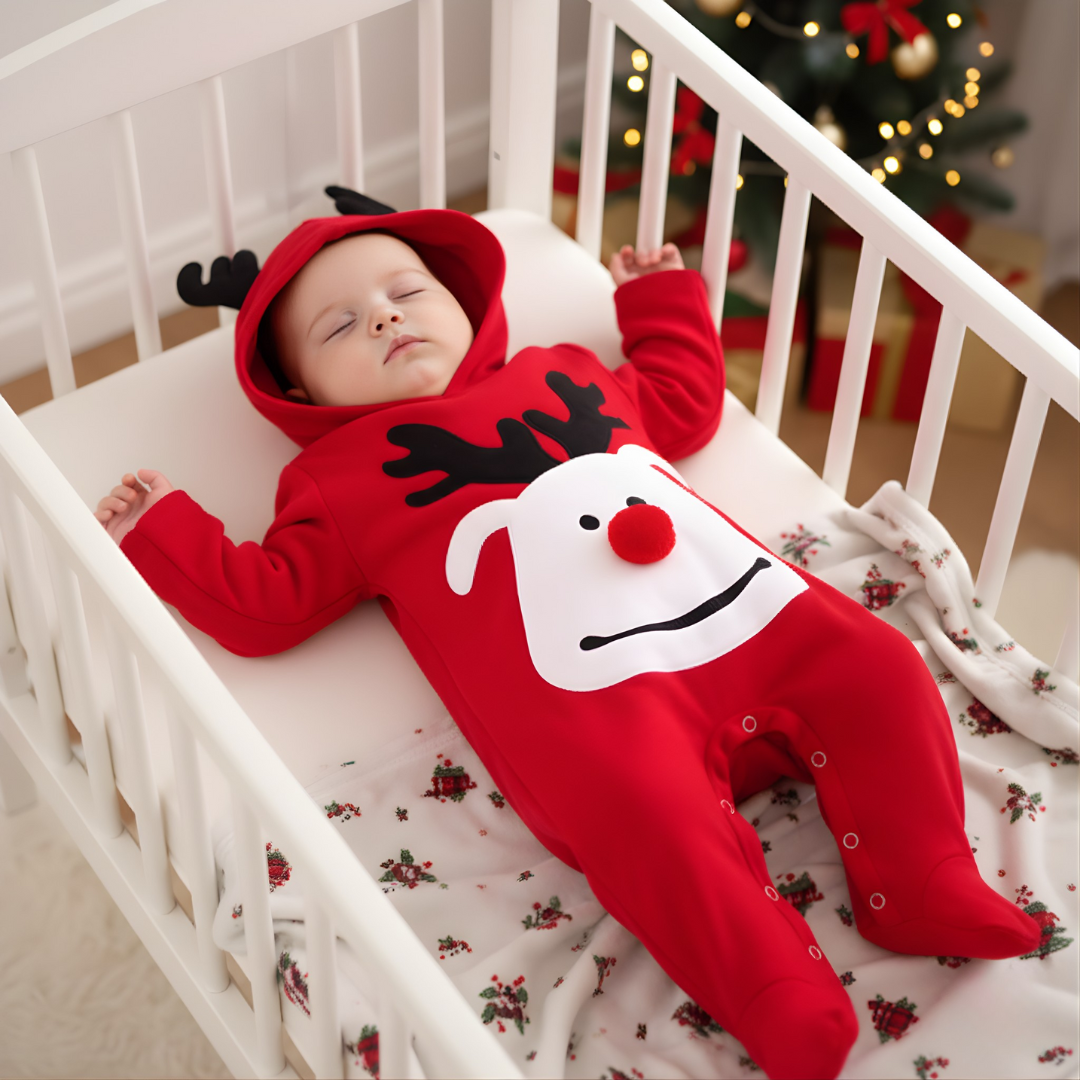 Baby Kerst Jumpsuit met Capuchon