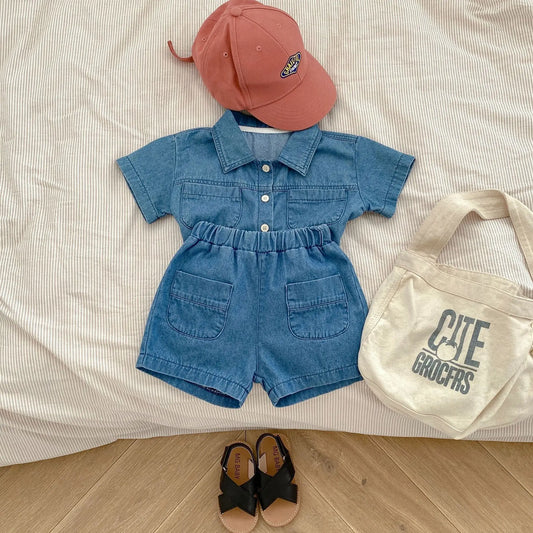 Sommer-Set für Babys, 2-teilig: Hemd mit Tasche und Shorts