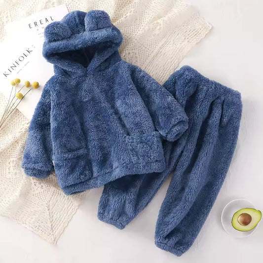 Fleece-Kapuzenpullover mit Bärenohren für Mädchen