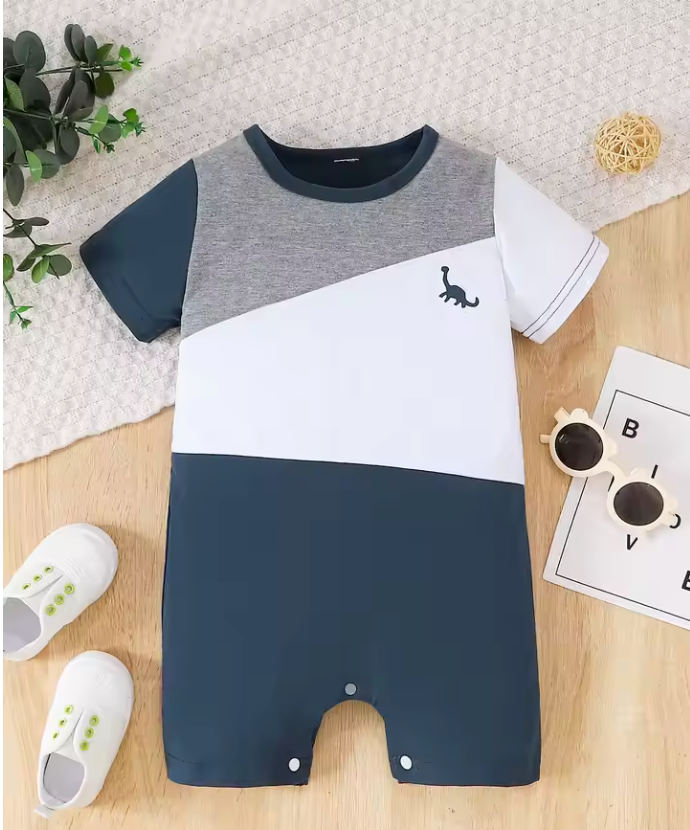 Baby Boy Summer Set Romper Dino Orange/Blue