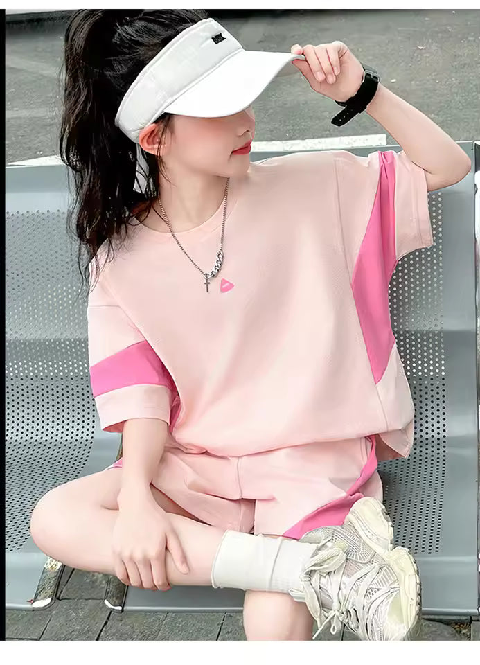 Casual Patchwork Short Sleeve Outfit