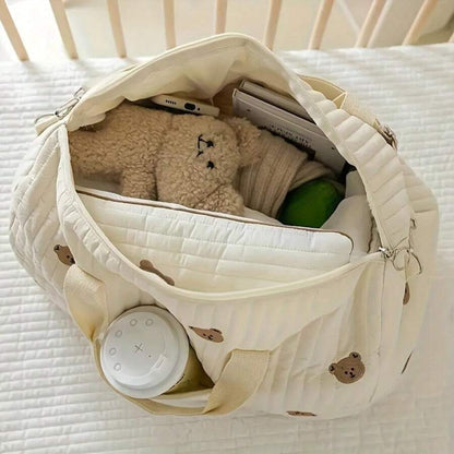 Bear Graphic Plush Diaper Bag 