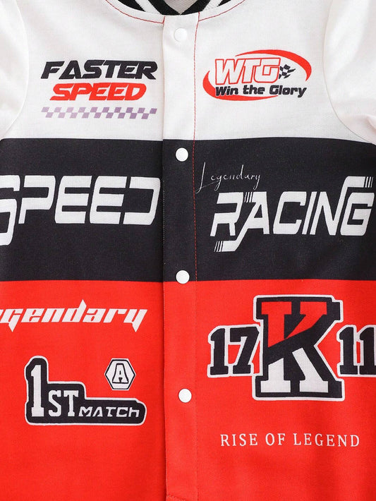 Cooler Baby-Strampler – Rennwagen-Print &amp; Sweatshirt-Look