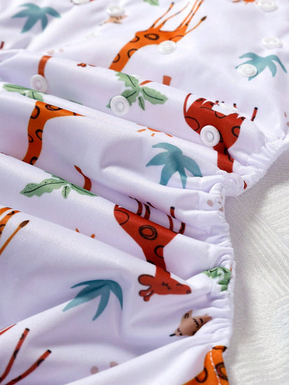 3-teiliges wiederverwendbares Stoffwindelset – Elefant &amp; Giraffe