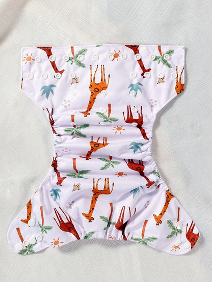 3-teiliges wiederverwendbares Stoffwindelset – Elefant &amp; Giraffe