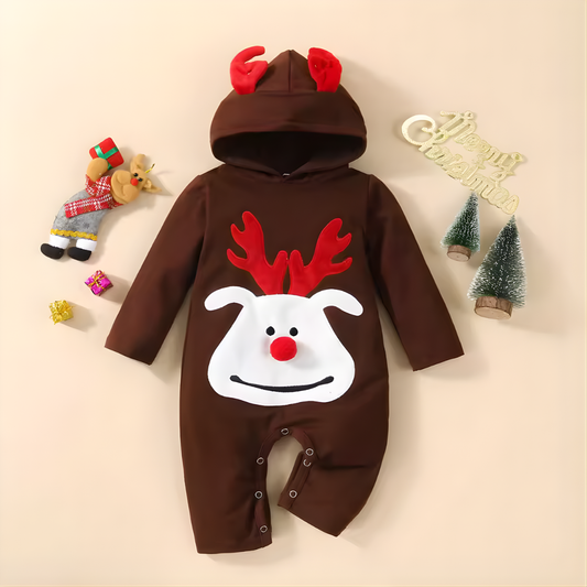 Baby Kerst Jumpsuit met Capuchon