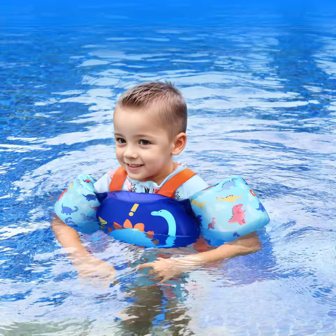 Swim trainer with floating sleeves