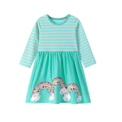 Elegant Dress with Rainbow Print