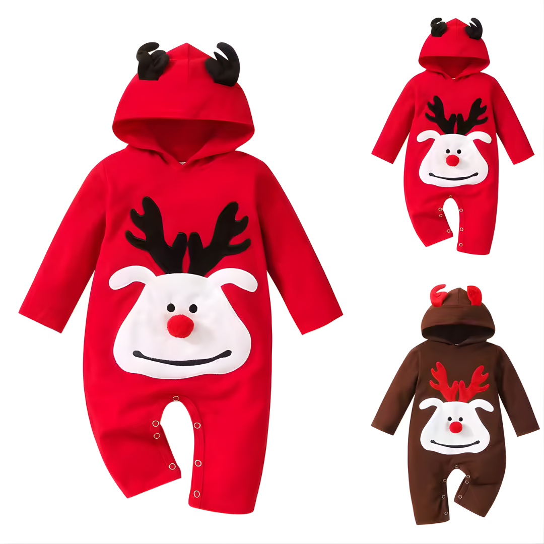 Baby Kerst Jumpsuit met Capuchon