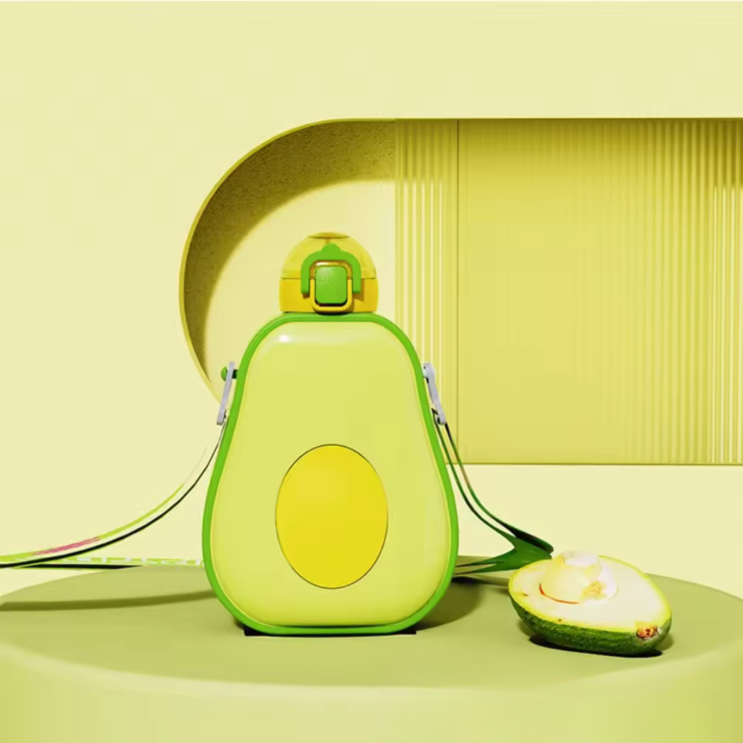 Avocado Drinking Bottle with Straw