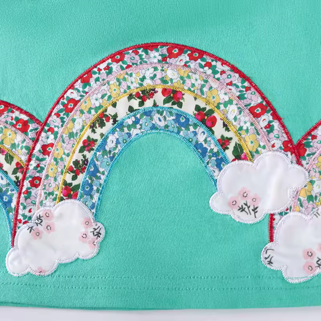 Elegant Dress with Rainbow Print