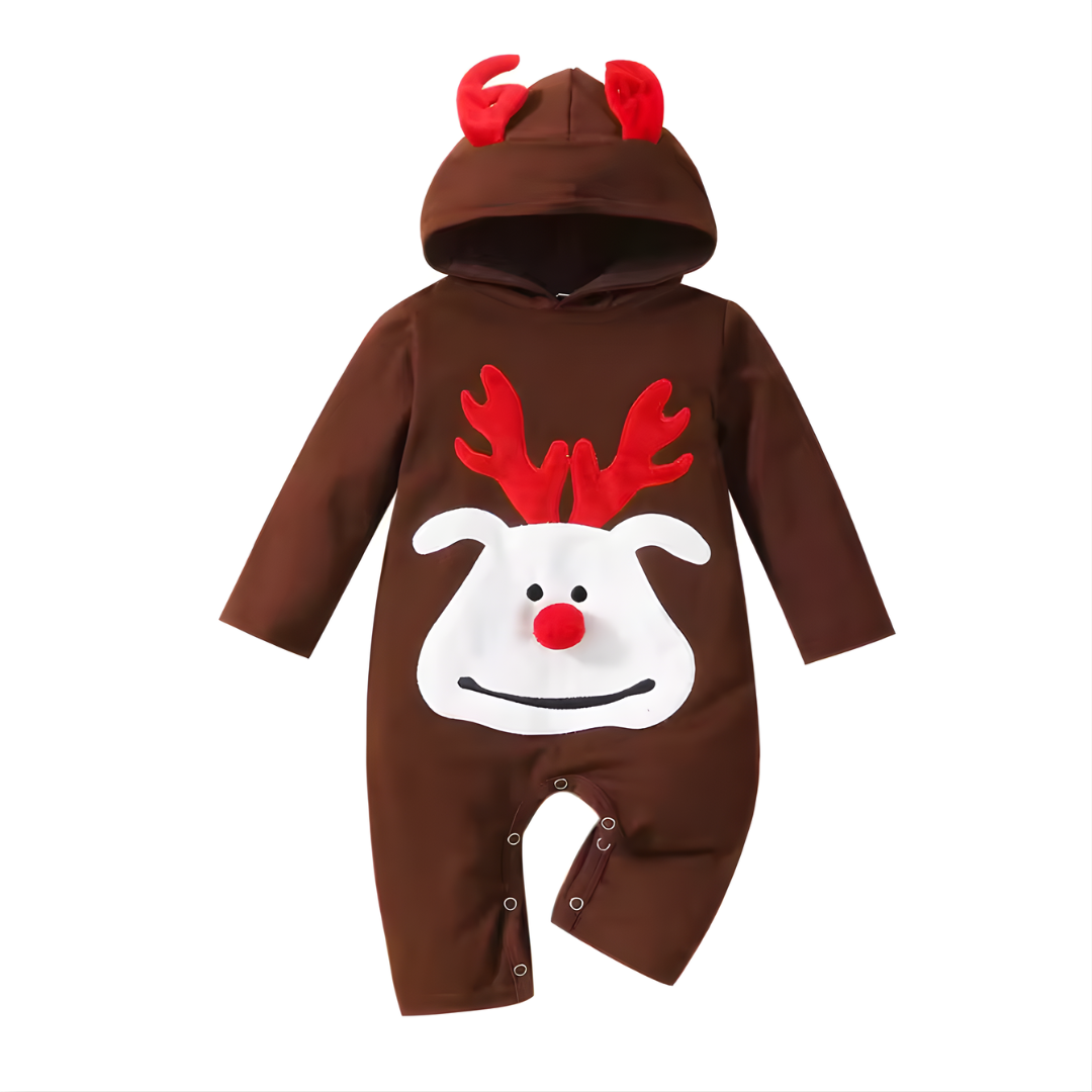 Baby Kerst Jumpsuit met Capuchon