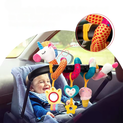 Spielbogen für Kinderwagen mit Plüschtieren