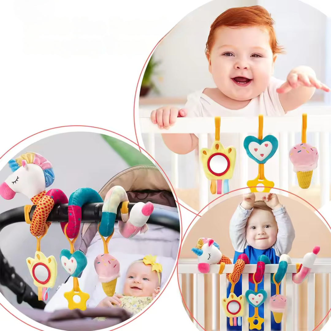 Spielbogen für Kinderwagen mit Plüschtieren