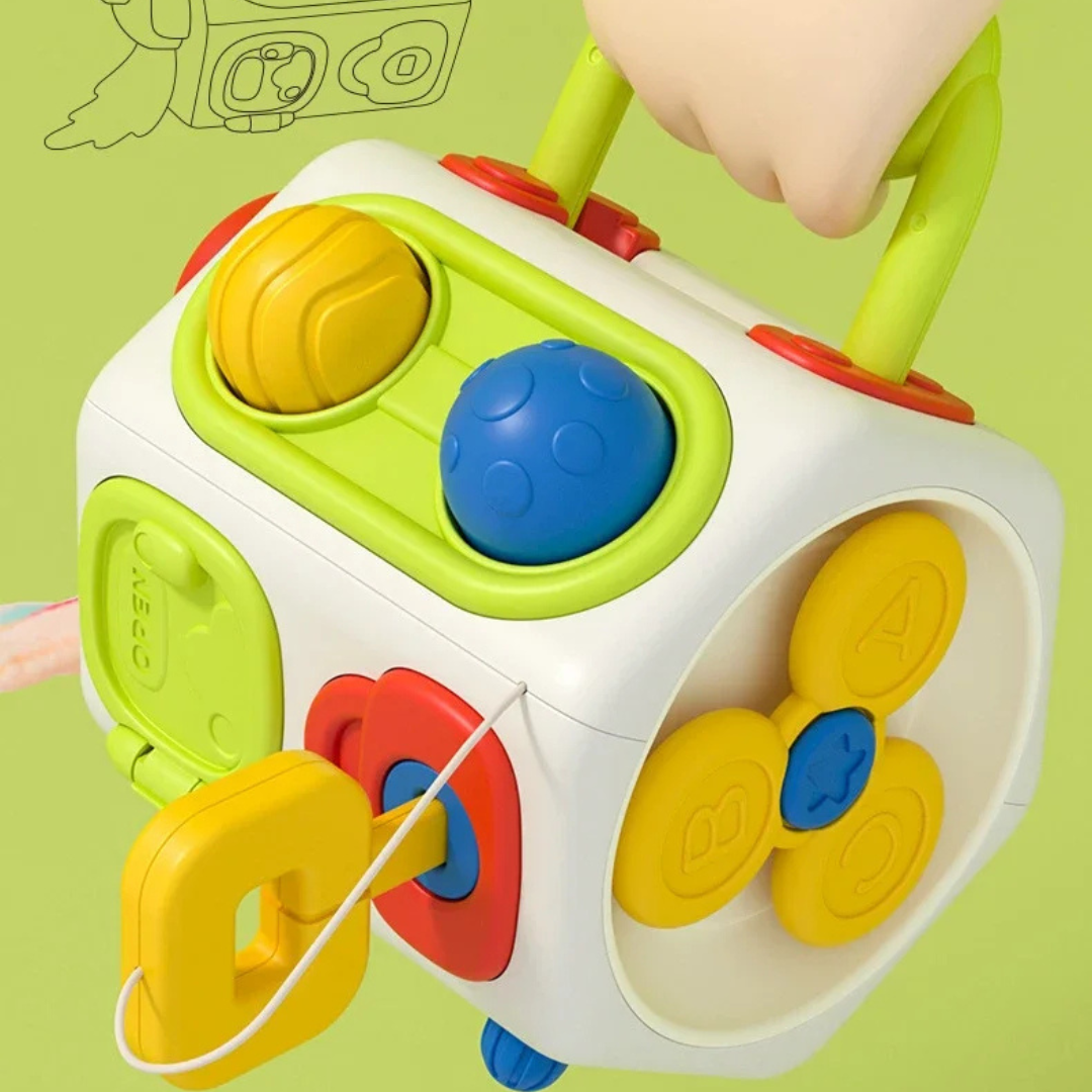 Beschäftigungswürfel-Spielzeug für Kleinkinder