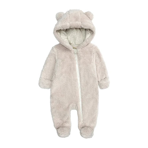 Winterlicher Baby-Fleece-Strampler mit Kapuze, warmer Jumpsuit