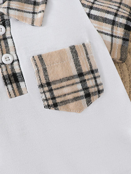 Baby-Jumpsuit, Sommer, kariert, kurze Ärmel