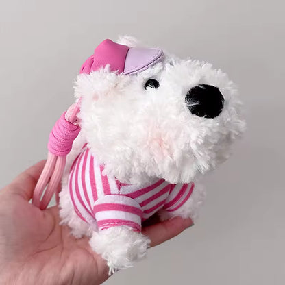 Kleiner Hunde-Kuscheltier-Schlüsselanhänger für die Tasche