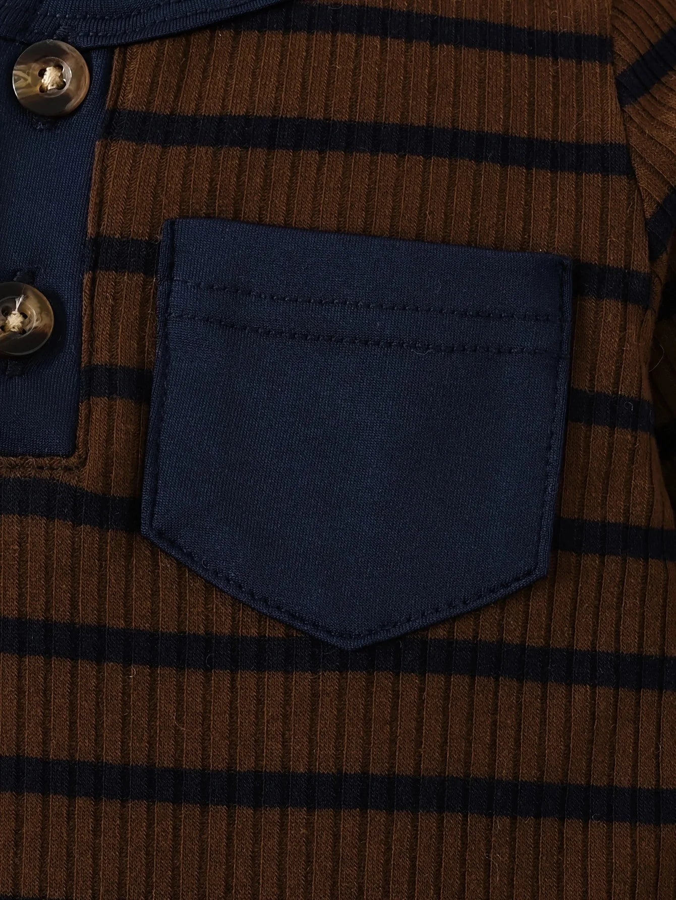 Baby-Jumpsuit Frühling &amp; Herbst, gestreift, blau, lange Ärmel