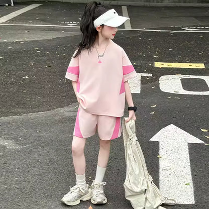 Casual Patchwork Short Sleeve Outfit