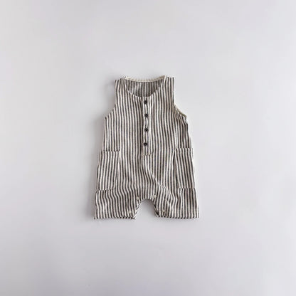 Sommerlicher Jumpsuit – gestreift, ärmellos im koreanischen Stil