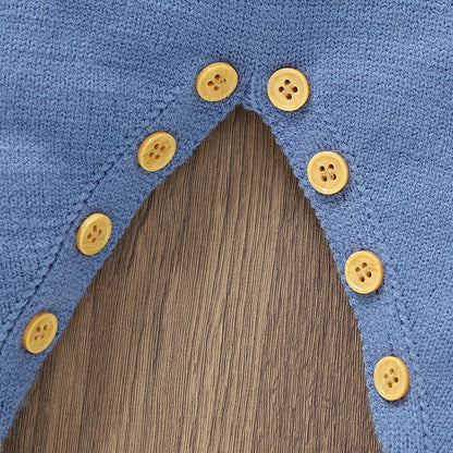 Gestrickter Baby-Strampler mit langen Ärmeln – Herbst- und Winterblau