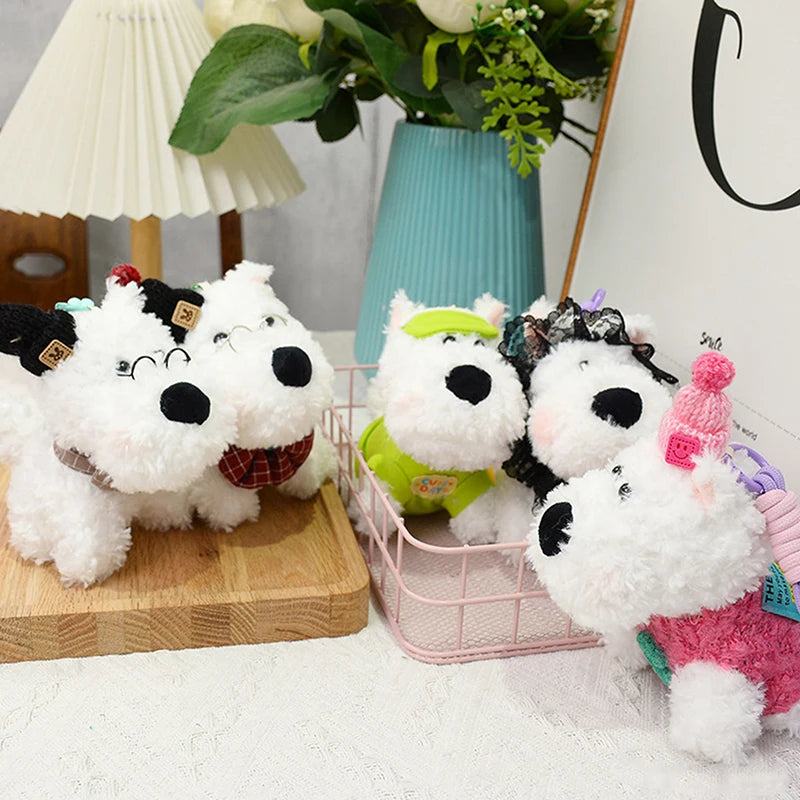 Kleiner Hunde-Kuscheltier-Schlüsselanhänger für die Tasche