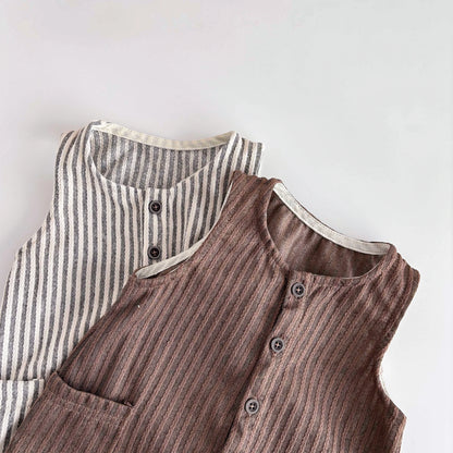 Sommerlicher Jumpsuit – gestreift, ärmellos im koreanischen Stil