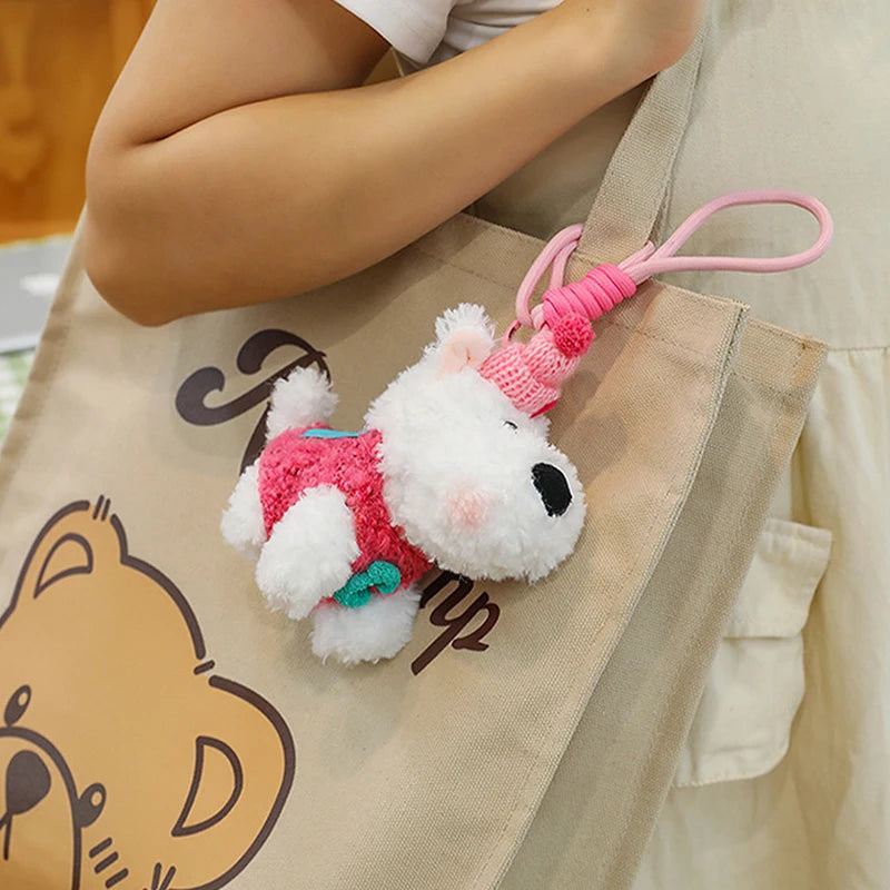 Kleiner Hunde-Kuscheltier-Schlüsselanhänger für die Tasche