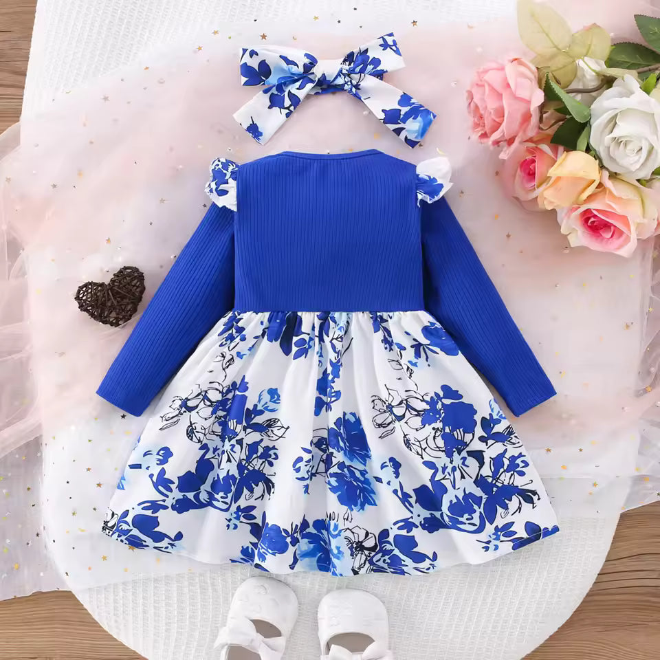 Baby dress with blue flowers