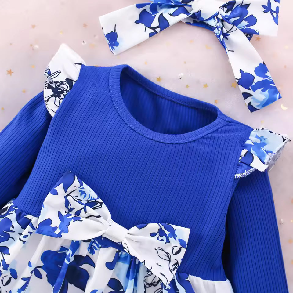 Baby dress with blue flowers