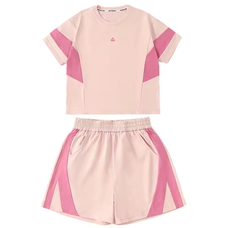 Casual Patchwork Short Sleeve Outfit