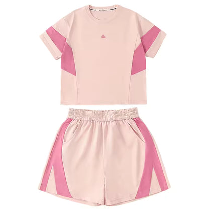 Casual Patchwork Short Sleeve Outfit