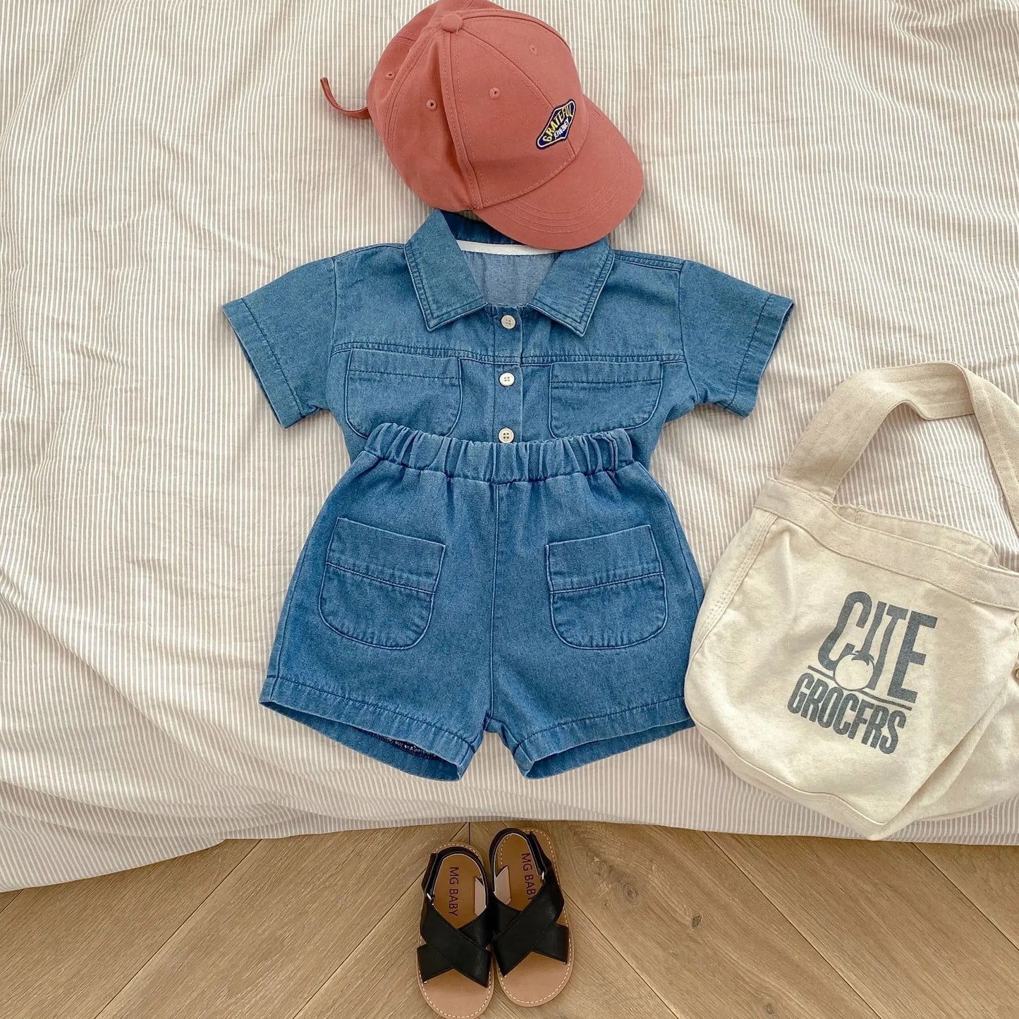 Sommer-Set für Babys, 2-teilig: Hemd mit Tasche und Shorts