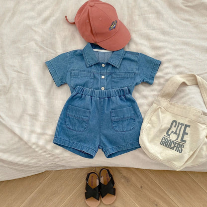 Sommer-Set für Babys, 2-teilig: Hemd mit Tasche und Shorts