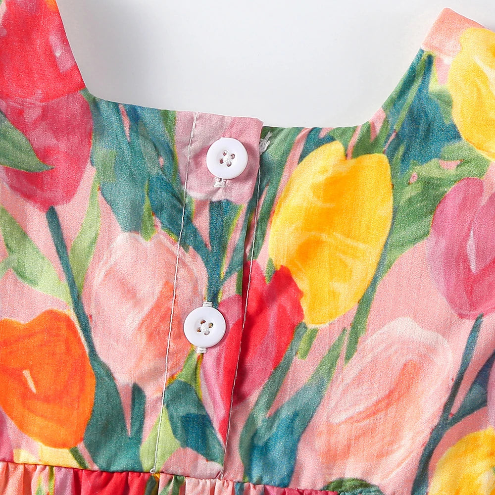 Tulpen-Strampler-Set – Mädchen-Body mit Haarband