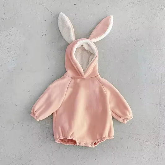 Baby Romper with Bunny Ears and Hood