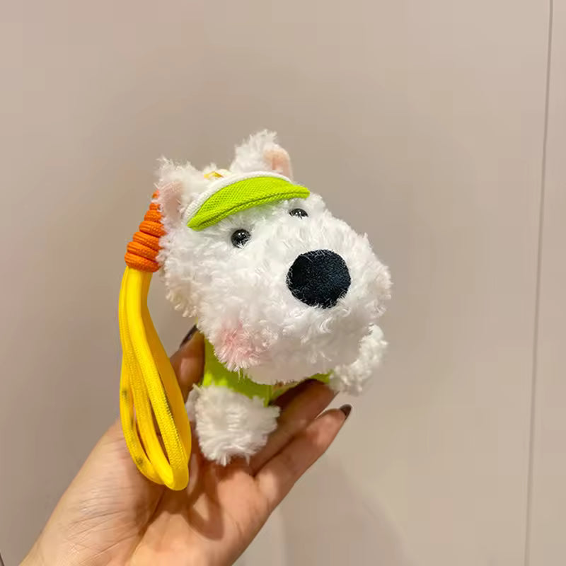 Kleiner Hunde-Kuscheltier-Schlüsselanhänger für die Tasche