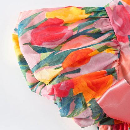 Tulpen-Strampler-Set – Mädchen-Body mit Haarband