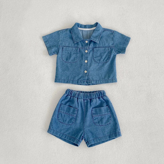 Sommer-Set für Babys, 2-teilig: Hemd mit Tasche und Shorts