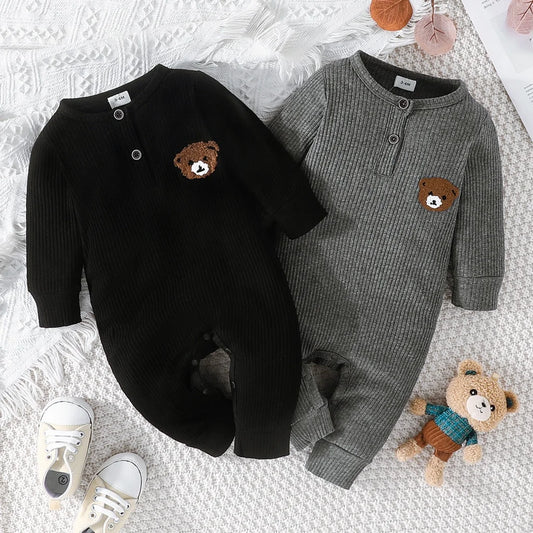 Baby Romper with Cartoon Bear Long Sleeve