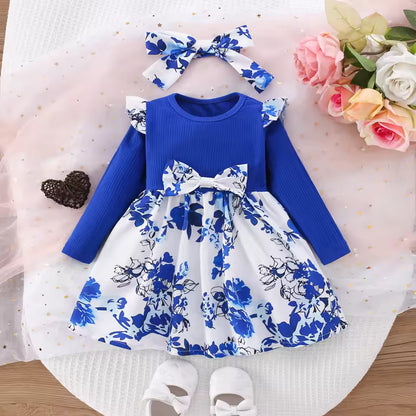 Baby dress with blue flowers
