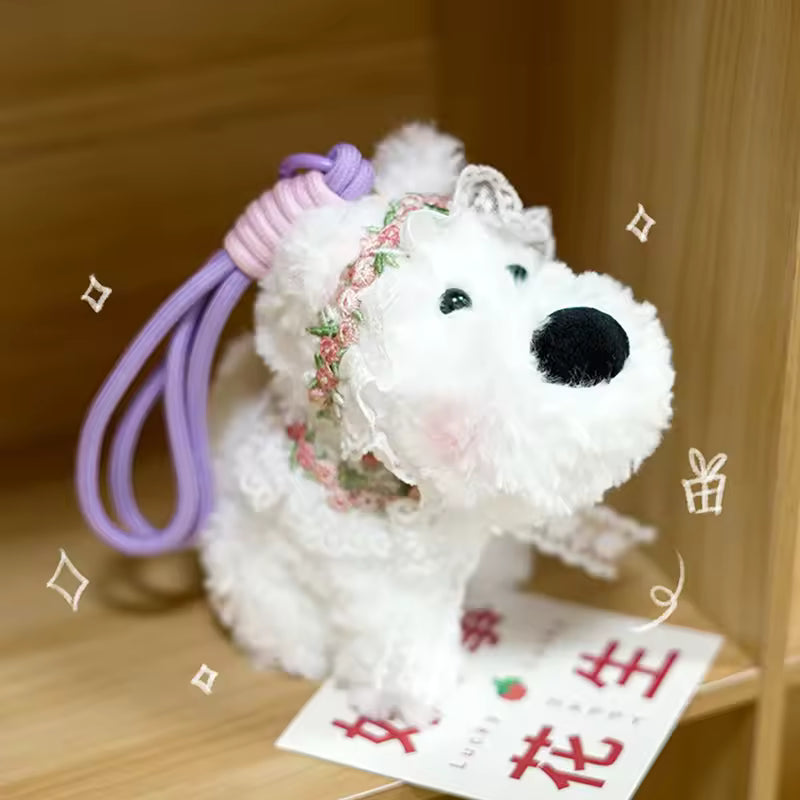 Kleiner Hunde-Kuscheltier-Schlüsselanhänger für die Tasche