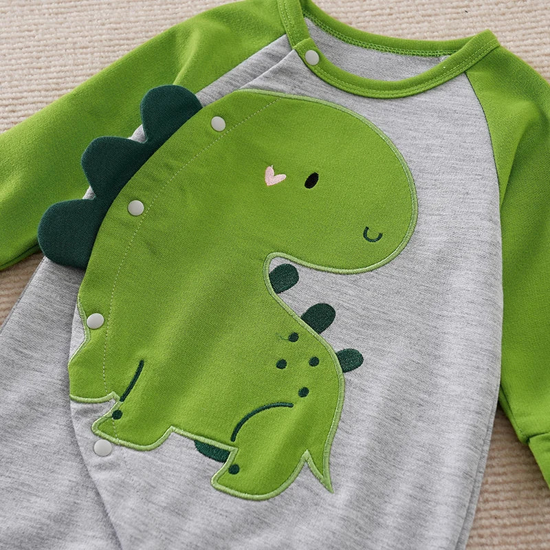 Baby Bodysuit with Dinosaur Print - Green