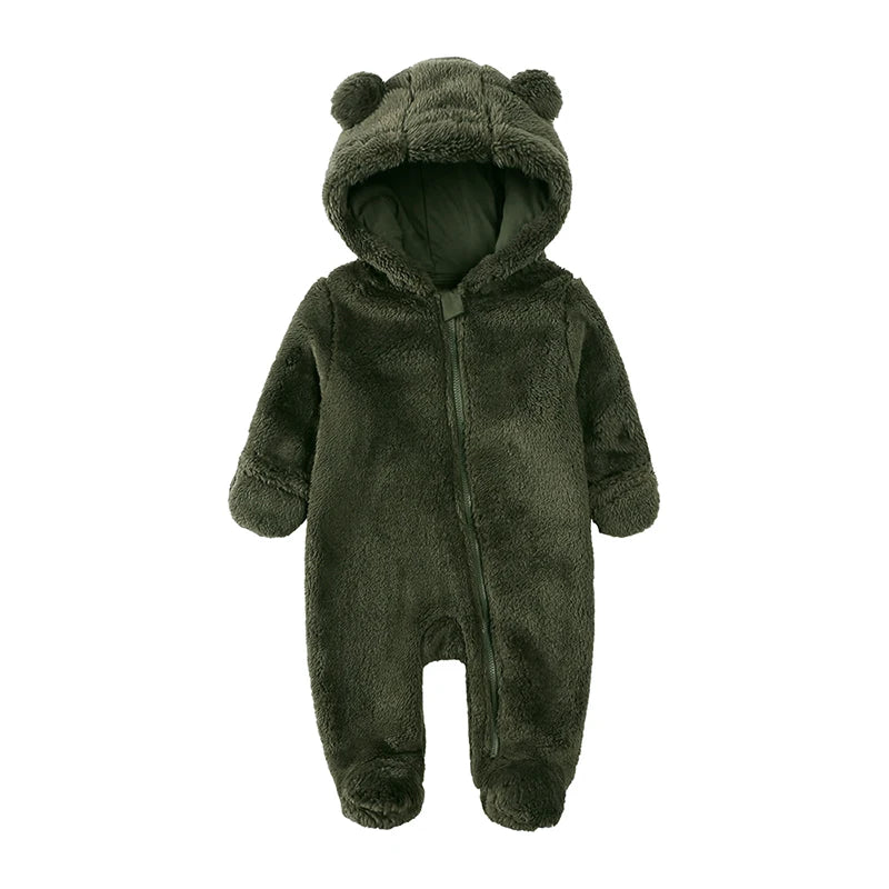 Winterlicher Baby-Fleece-Strampler mit Kapuze, warmer Jumpsuit