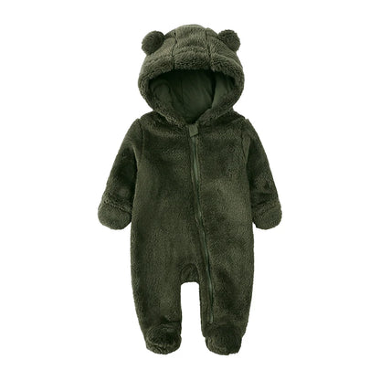 Winterlicher Baby-Fleece-Strampler mit Kapuze, warmer Jumpsuit