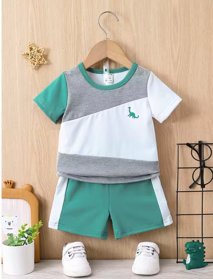 Baby boy Summer set 2-piece dino green/blue