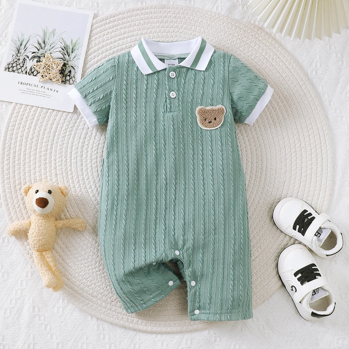 Baby-Jumpsuit Sommer Kleiner Bär Kurzarm