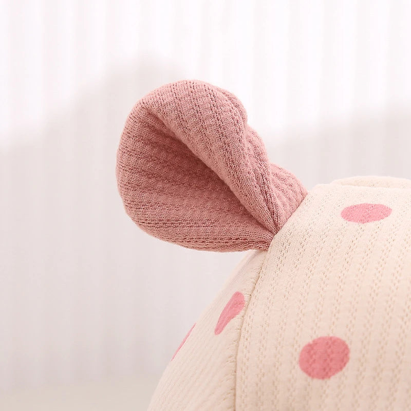 Baby winter hat with ears and polka dot print